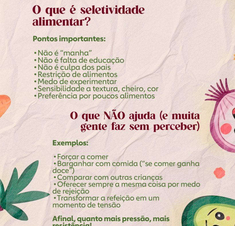 Página do e-book: O que é seletividade alimentar e o que não ajuda